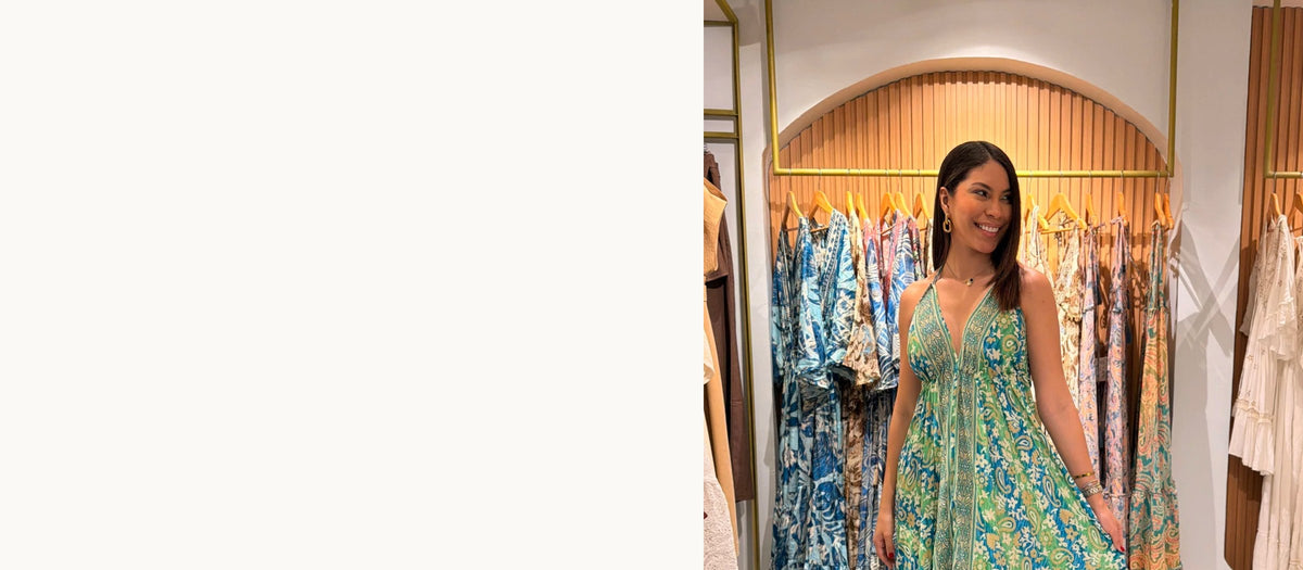 Vestido de línea hindú en la boutique Koral en Mérida