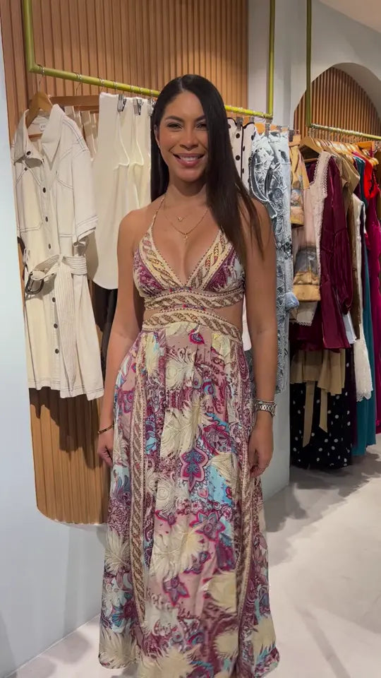Vestido Mariposa Crema y Lila