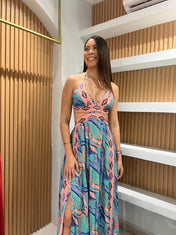 Vestido Mariposa Turquesa y Coral